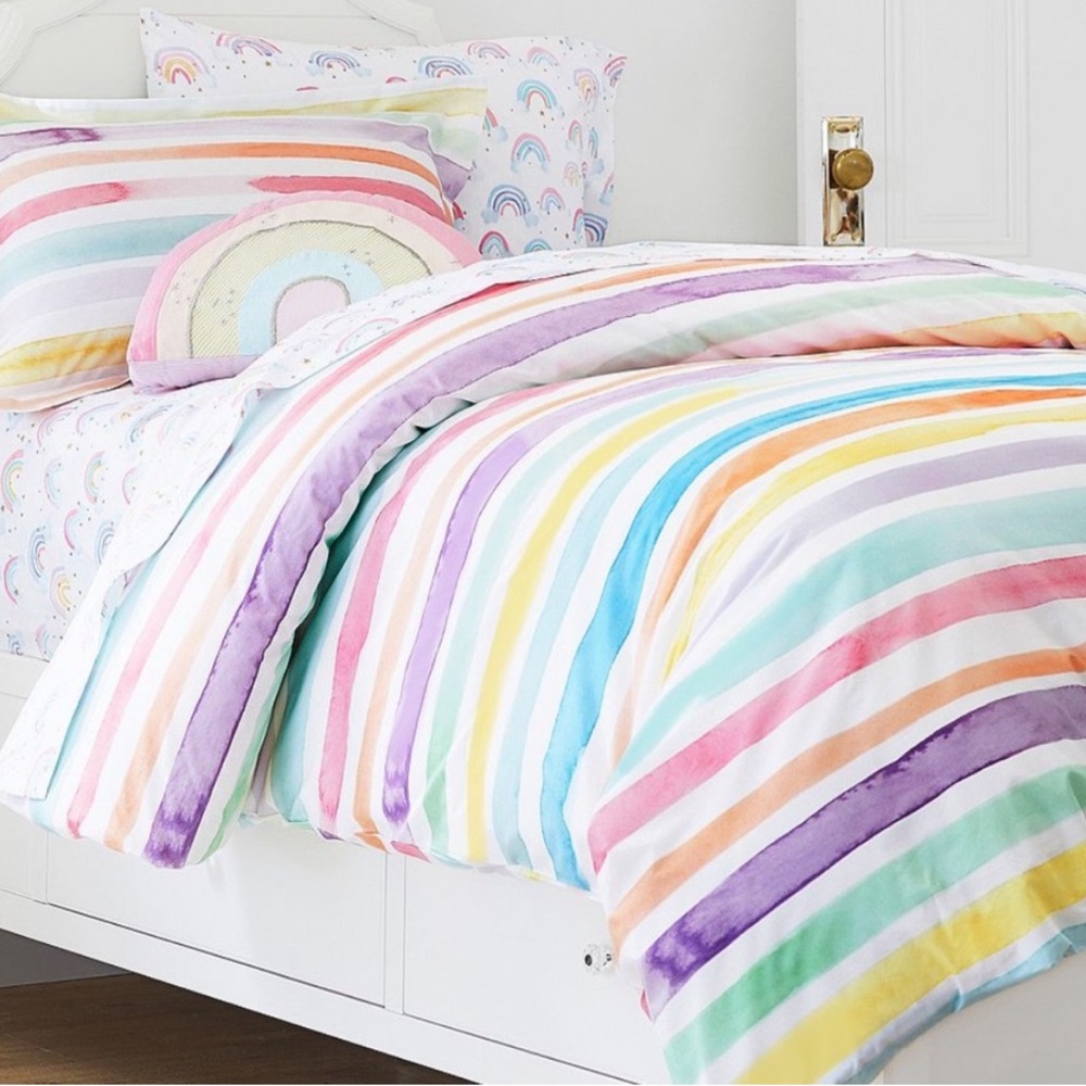 Pottery Barn Kids Multicolor Striped Duvet Cover